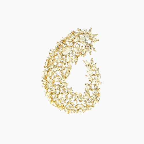 Gold necklace with a floral design on a white background