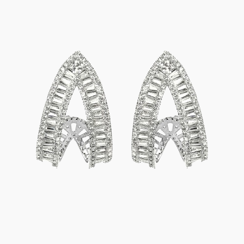 Pair of diamond earrings on a white background