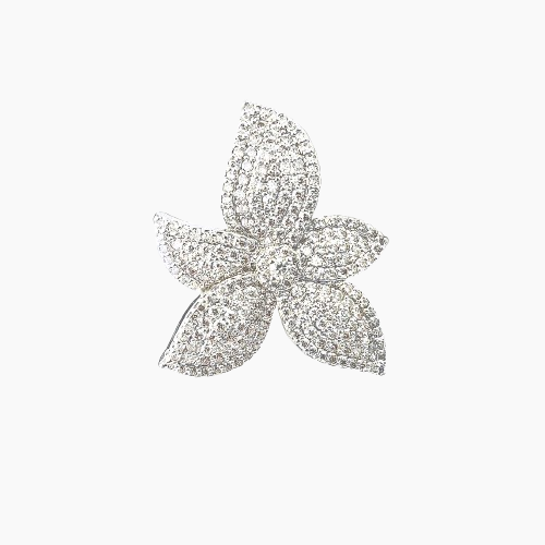 Diamond flower-shaped earring on a white background