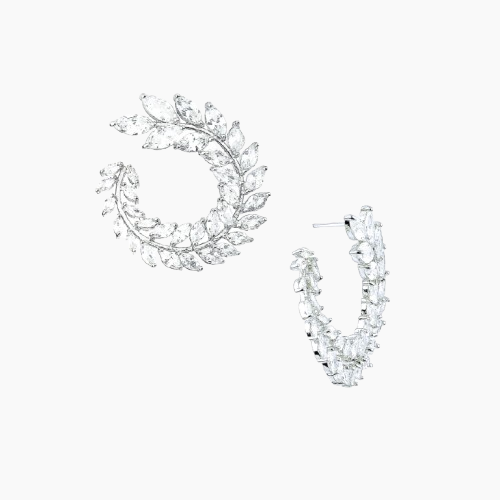 Pair of floral hoop earrings on a white background